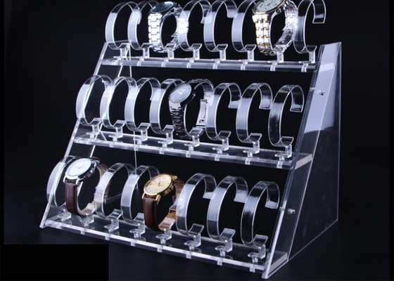 3つの層のCasioの腕時計の表示のための透明なアクリルの腕時計の陳列台